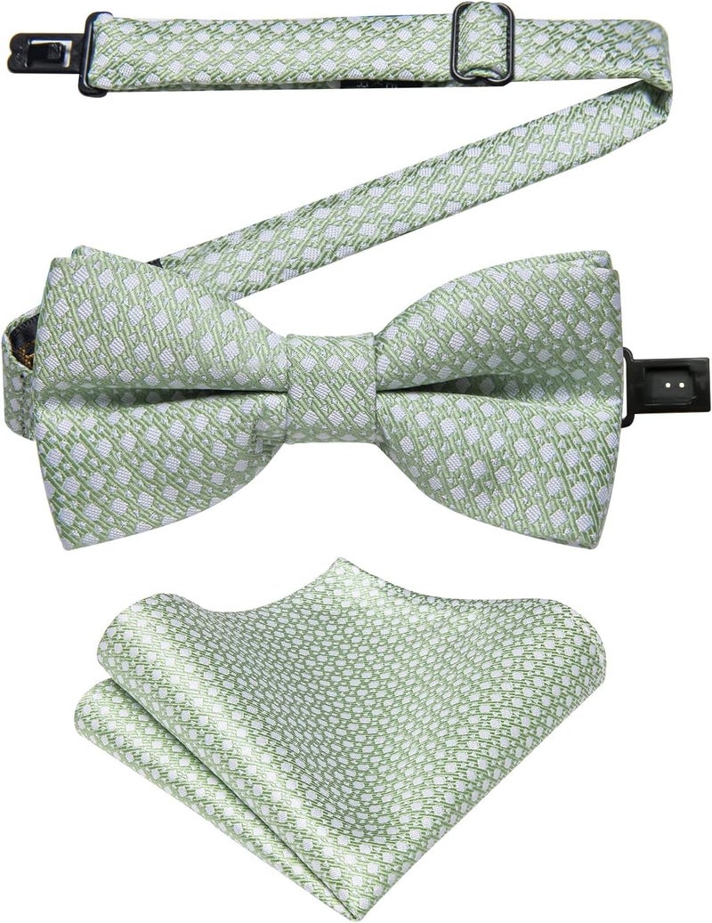 DiBanGu Boys Pre-tied Bow Tie,Silk Adjustable Bowtie and Pocket Square for Age 8-14 Kids Bowtie Wedding School Ceremony Party - Image 1